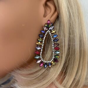 Aldo Multi Colored Rhinestone Statement Teardrop Earrings🌹
